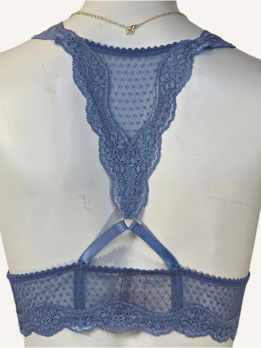 Free People Misty Blue Lace Mesh Longline Bralette XS Romantic Chic NWT - Picture 3 of 8